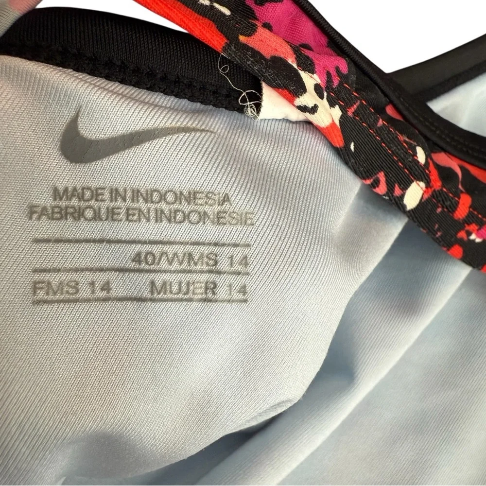 Nike Women’s Size 14 One‎ Piece Swimsuit Red Orange Abstract Open Back Sporty